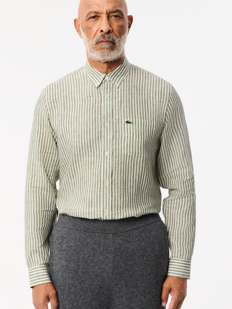 Chemise en lin à rayures verticales - LACOSTE Chemise en lin à rayures verticales - LACOSTE
