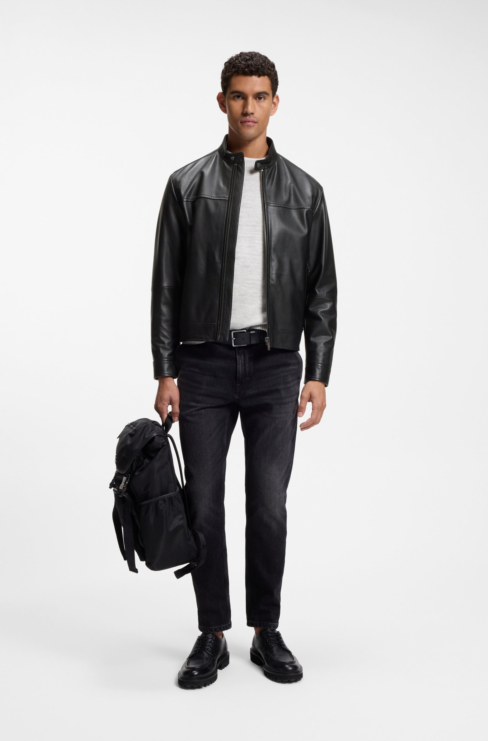 Veste en cuir ajustée – BOSS Veste en cuir ajustée – BOSS