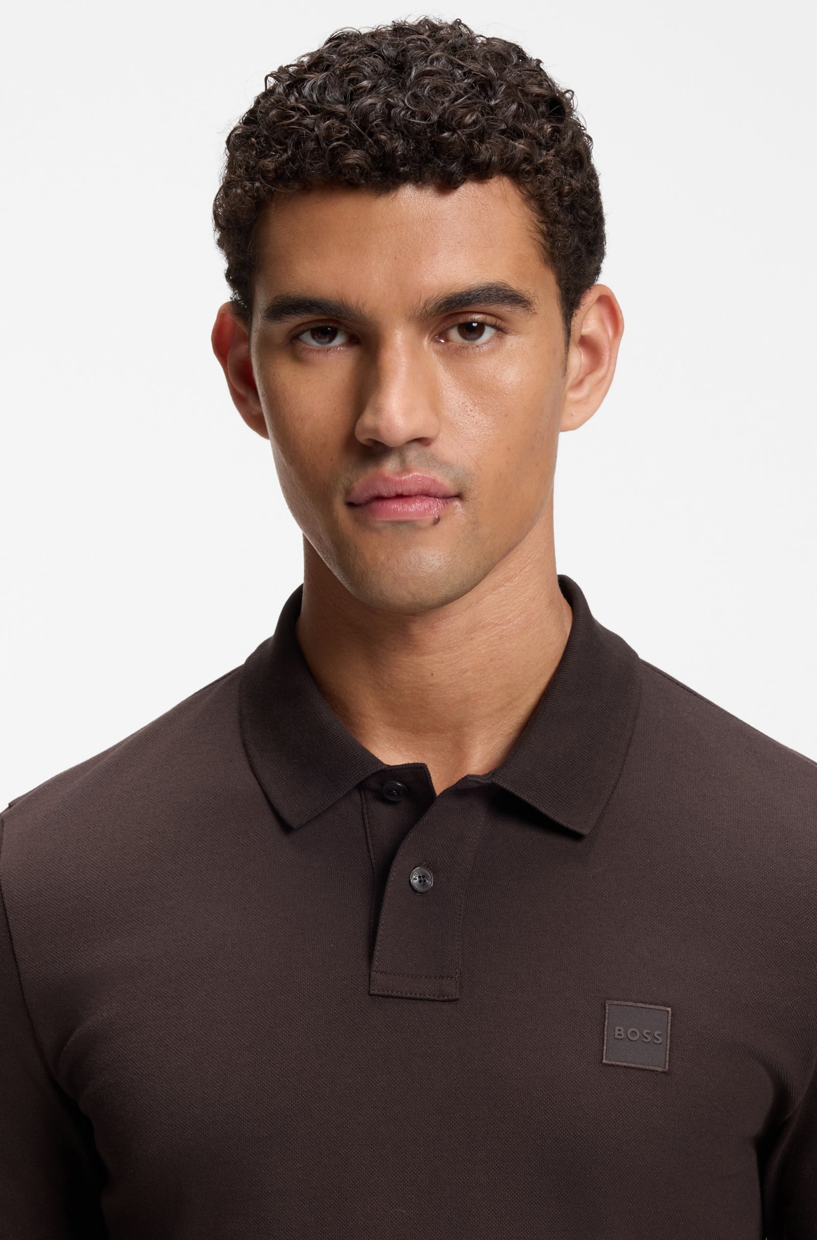 Polo à manches longues avec patch logo - HUGO BOSS Polo à manches longues avec patch logo - HUGO BOSS