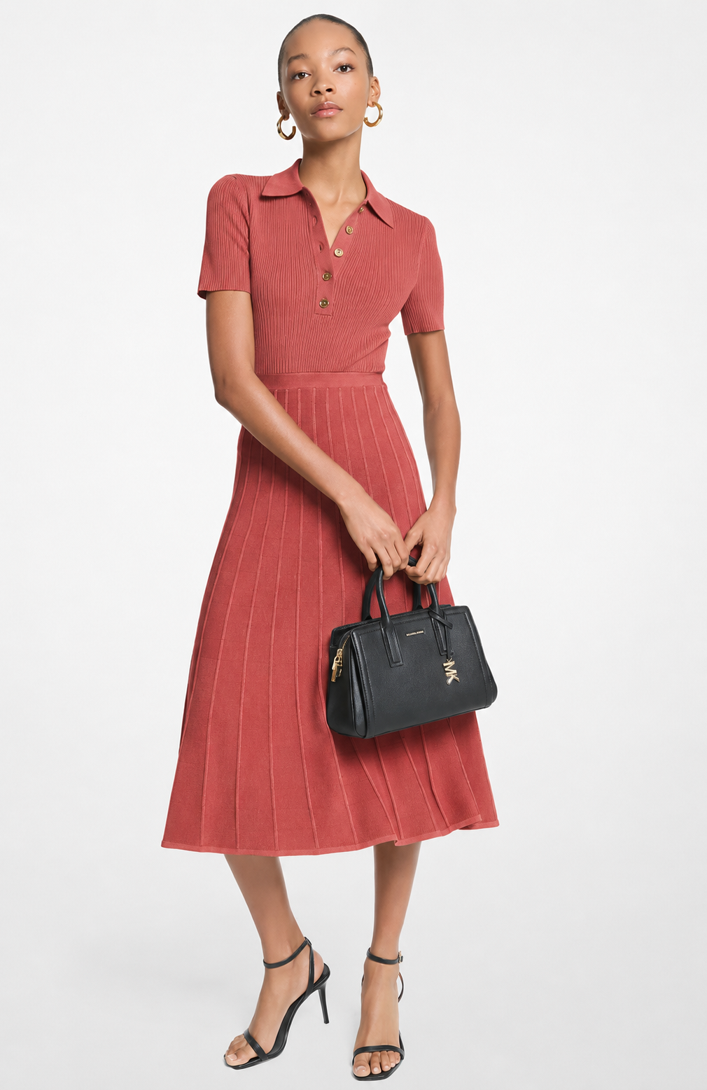 Robe midi polo côtelée – MICHAEL KORS - MT5834F33D - Michael Kors Robe midi polo côtelée – MICHAEL KORS - MT5834F33D - Michael Kors
