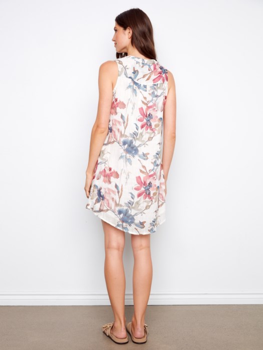 Robe sans manches Henley en coton mélangé – CHARLIE B Robe sans manches Henley en coton mélangé – CHARLIE B