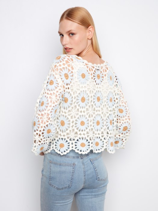Chandail Crochet Floral – CHARLIE B Chandail Crochet Floral – CHARLIE B