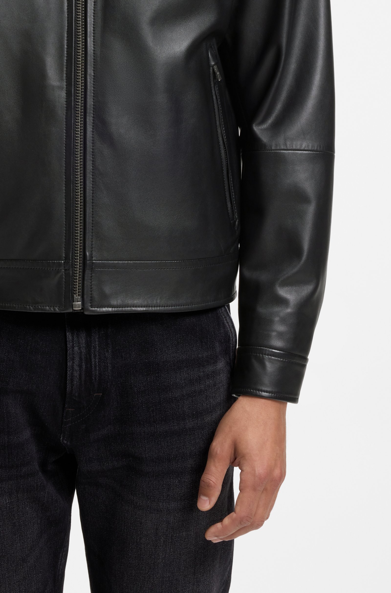 Veste en cuir ajustée – BOSS Veste en cuir ajustée – BOSS
