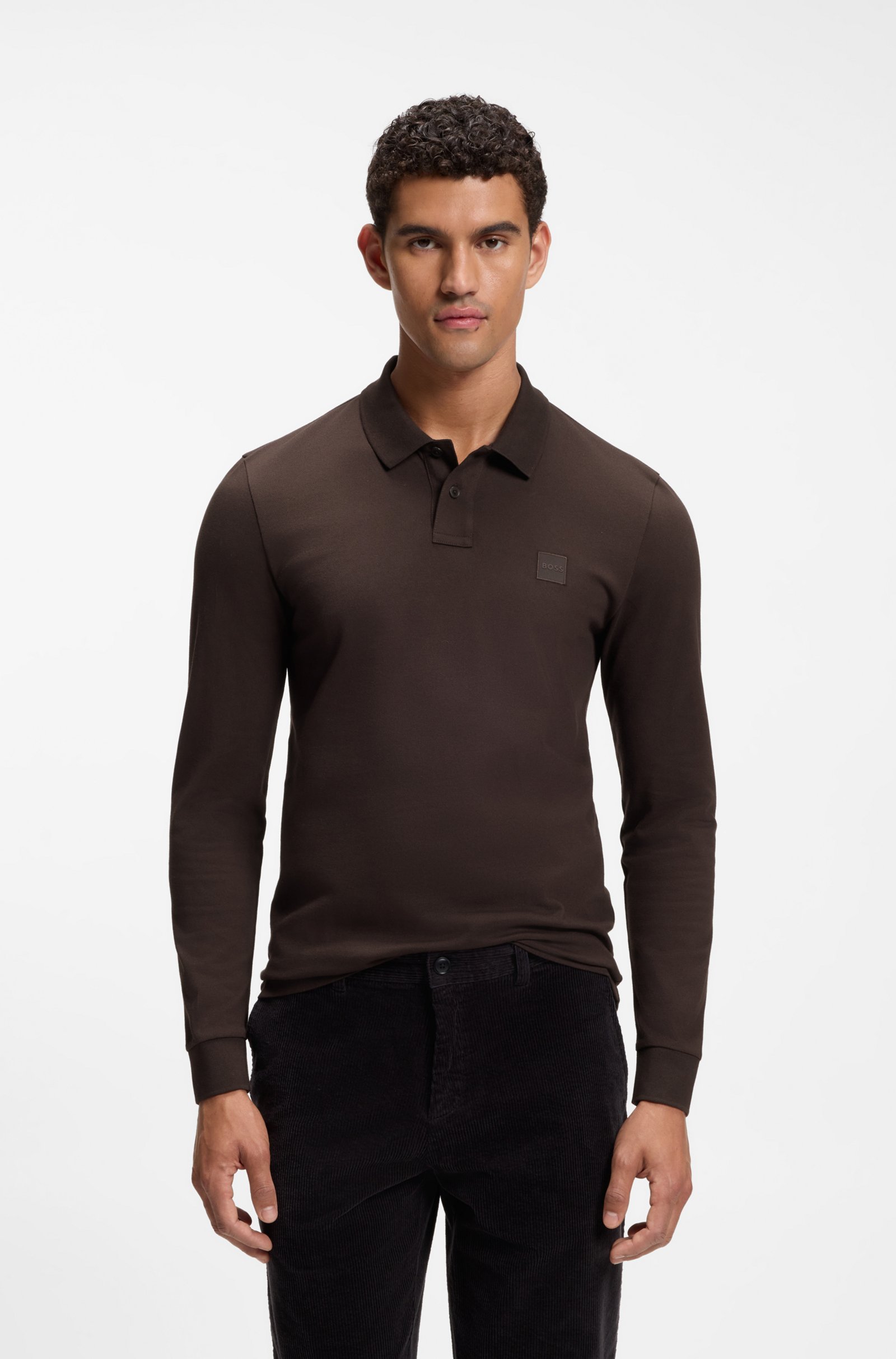 Polo à manches longues avec patch logo - HUGO BOSS Polo à manches longues avec patch logo - HUGO BOSS