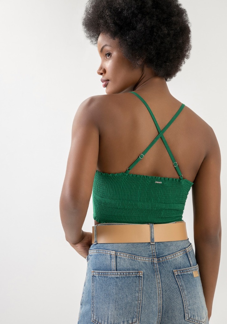Camisole écourté en crêpe avec oeillets - LEZ A LEZ Camisole écourté en crêpe avec oeillets - LEZ A LEZ