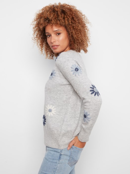 Chandail col v broderies - CHARLIE B - C2853 - Charlie B Chandail col v broderies - CHARLIE B - C2853 - Charlie B