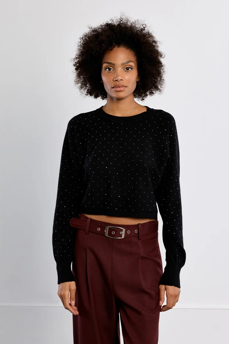 Chandail court à strass Oriane – Molly Bracken Chandail court à strass Oriane – Molly Bracken