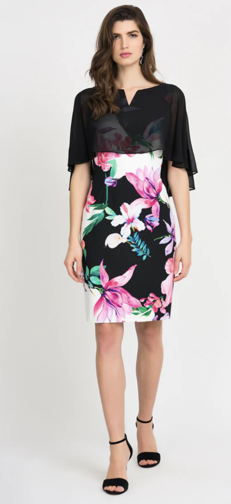 Robe à Fleurs avec voile transparente - JOSEPH RIBKOFF M Robe à Fleurs avec voile transparente - JOSEPH RIBKOFF M