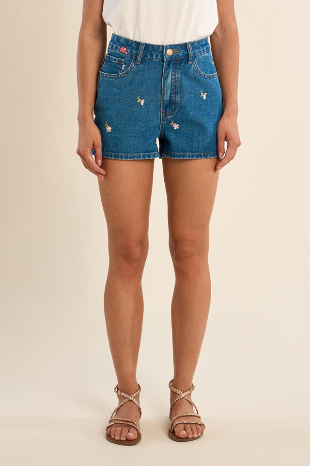 Short en denim détail broderie - MOLLY BRACKEN - EF1585BEP - Molly Bracken Short en denim détail broderie - MOLLY BRACKEN - EF1585BEP - Molly Bracken