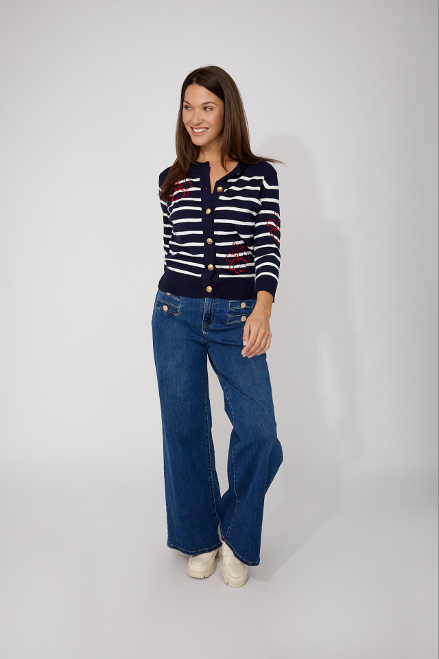 Cardigan Rayé Élégant – FRANK LYMAN Cardigan Rayé Élégant – FRANK LYMAN