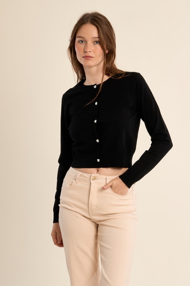 Cardigan boutonné, détails coeur - MOLLY BRACKEN - E1725EP - Molly Bracken Cardigan boutonné, détails coeur - MOLLY BRACKEN - E1725EP - Molly Bracken