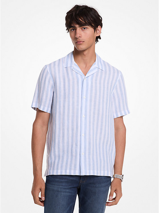Chemise en mélange de lin et de coton à rayures - MICHAEL KORS - CS5405QHJ0 - Michael Kors