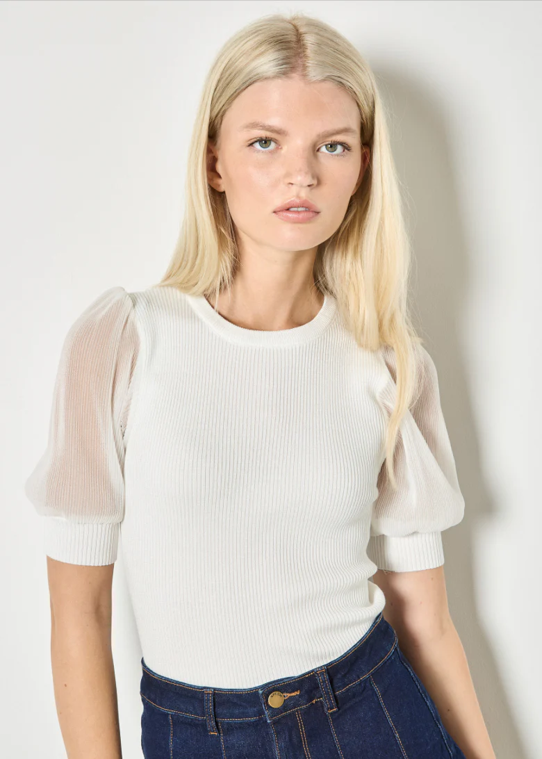 Haut côtelé manches courtes – APRICOT - X196050 - APRICOT