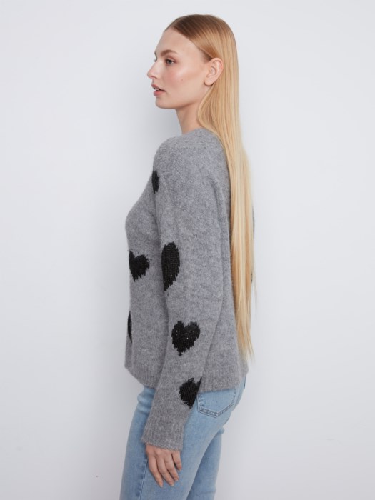 Pull brodé coeur - CHARLIE B