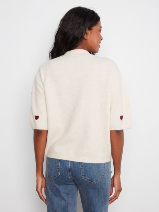 Pull broderies coeur - CHARLIE B