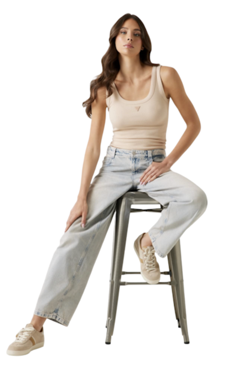Camisole côtelé avec écusson triangle - GUESS 