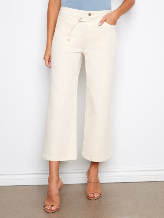Pantalon large ceinturé en twill 7/8 – CHARLIE B