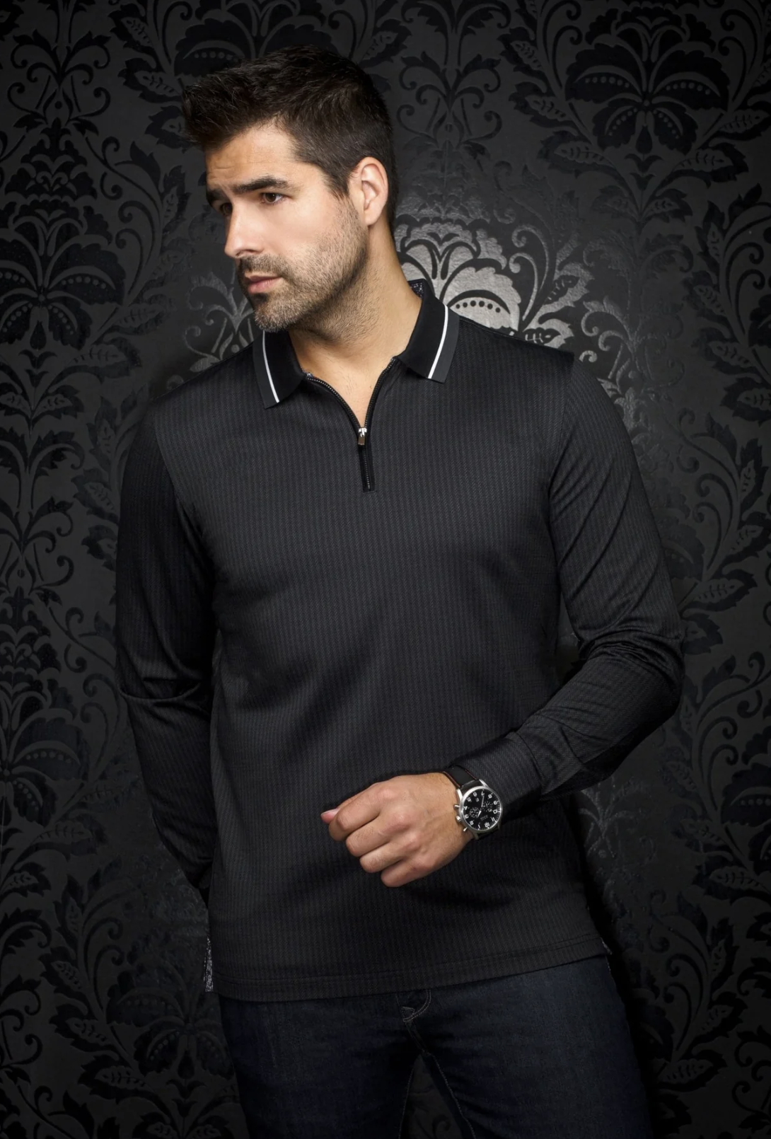 Polo Federico manche longue - AU NOIR - Federico - AU NOIR