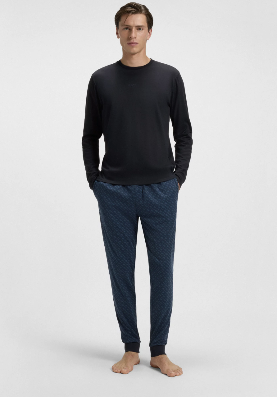 Ensemble pyjama en coton avec monogrammes et logos - HUGO BOSS 