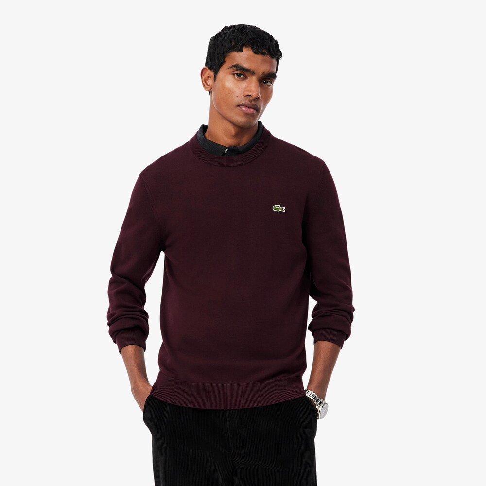 Pull à col rond en coton biologique uni - LACOSTE - AH1985-3KE - LACOSTE
