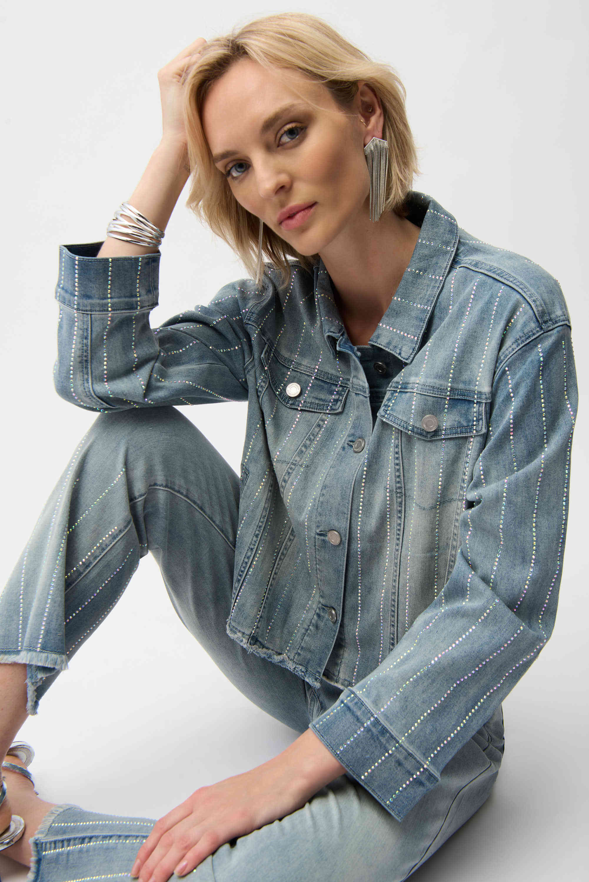 Veste en denim avec strass – JOSEPH RIBKOFF