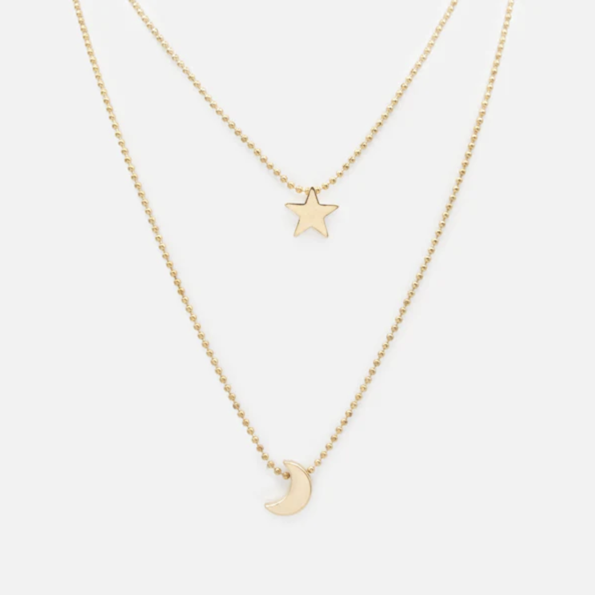 Collier doré double chaîne lune et étoile - BIZOU - PR251N037GL - Bizou