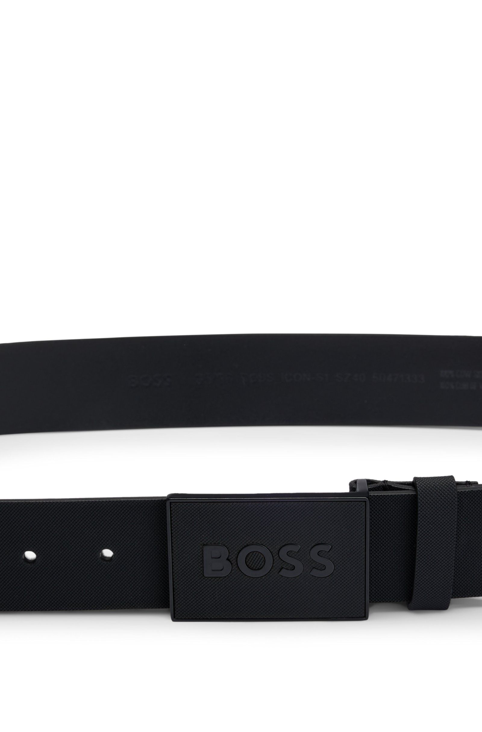 Ceinture en cuir italien en relief avec boucle - HUGO BOSS 
