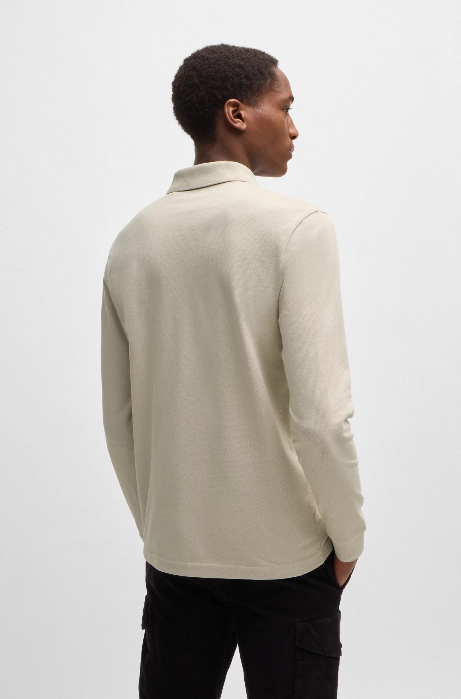 Polo à manches longues avec patch logo - HUGO BOSS 