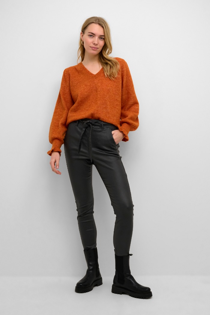 Pantalon extensible faux cuir - CREAM