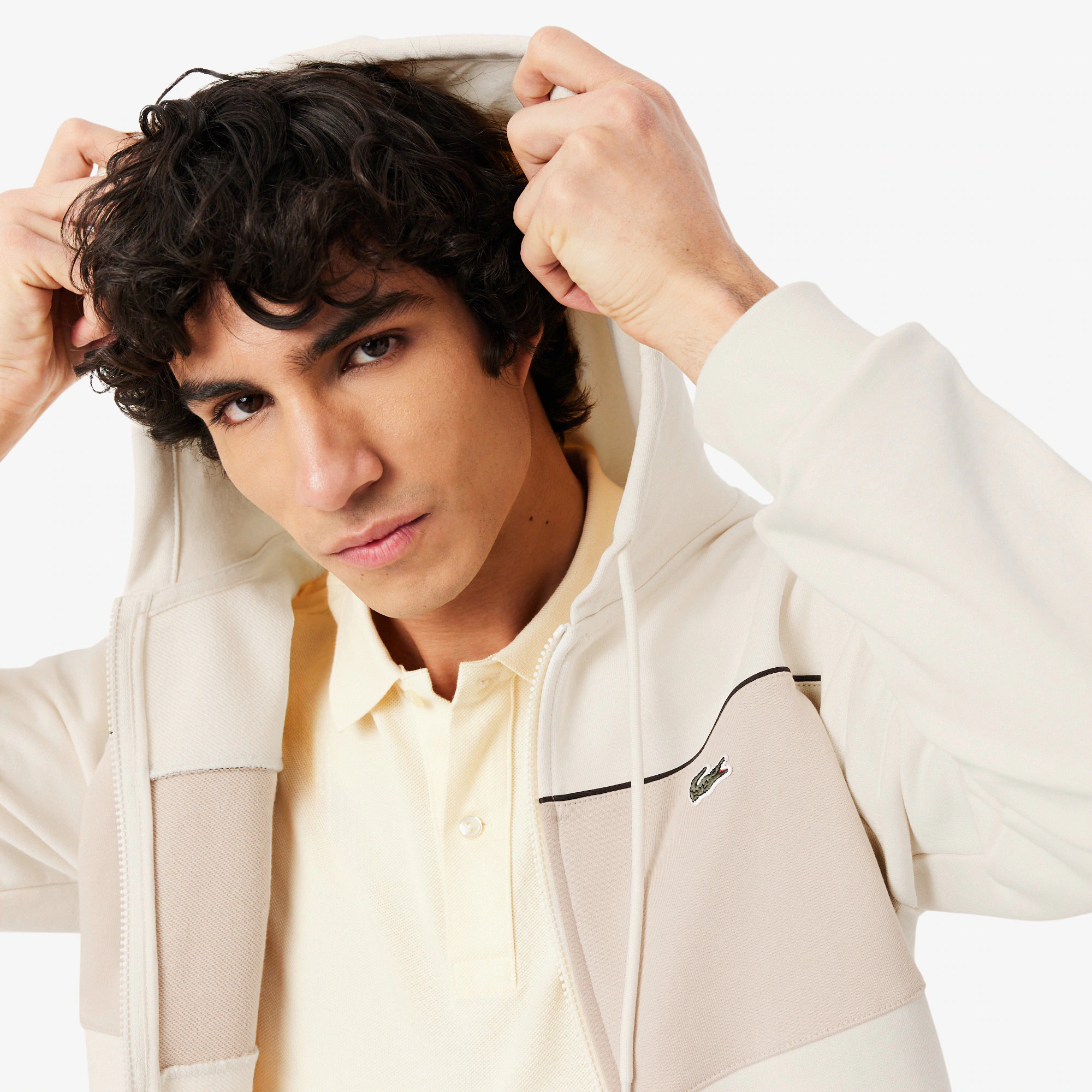 Sweat à capuche zippé color block – LACOSTE