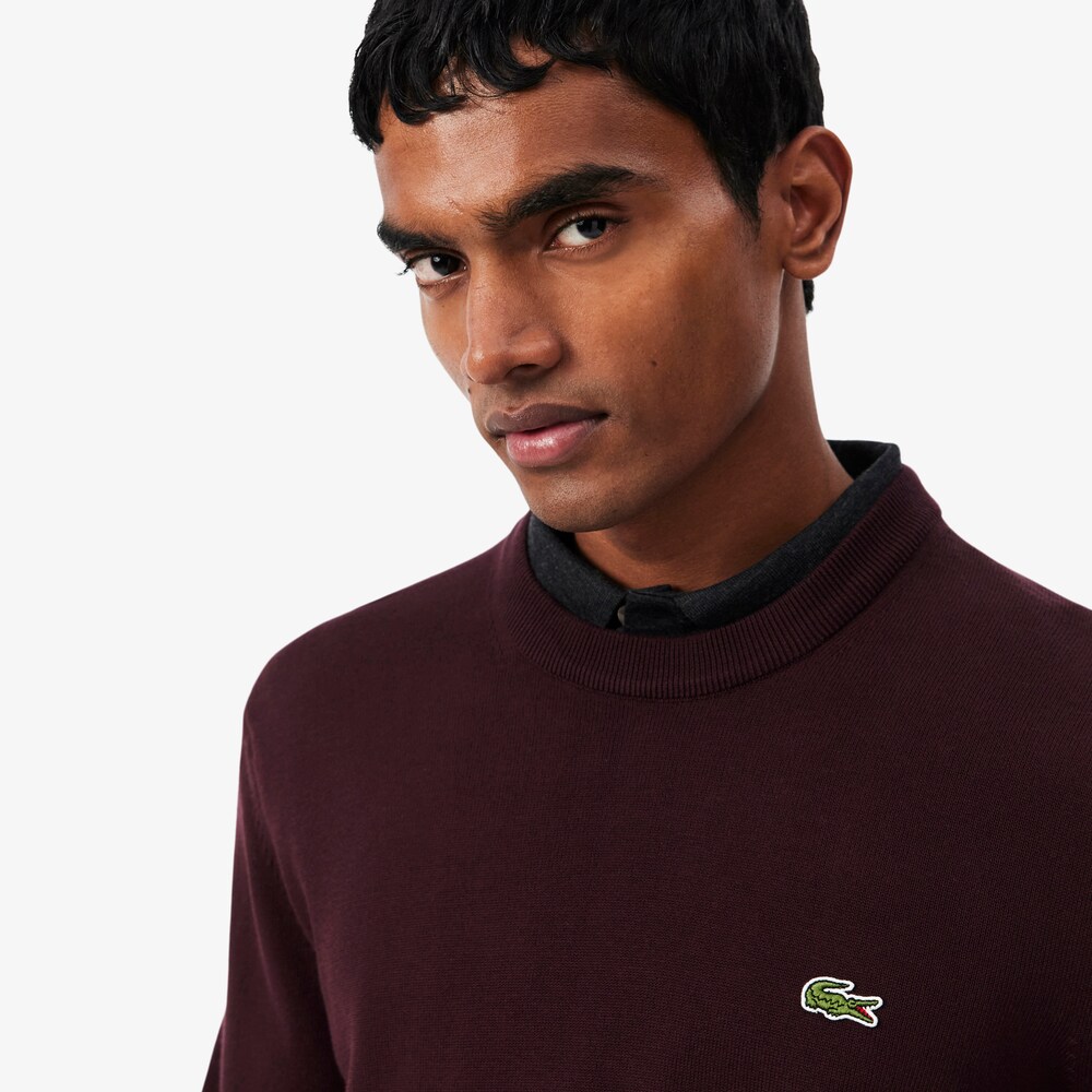 Pull à col rond en coton biologique uni - LACOSTE