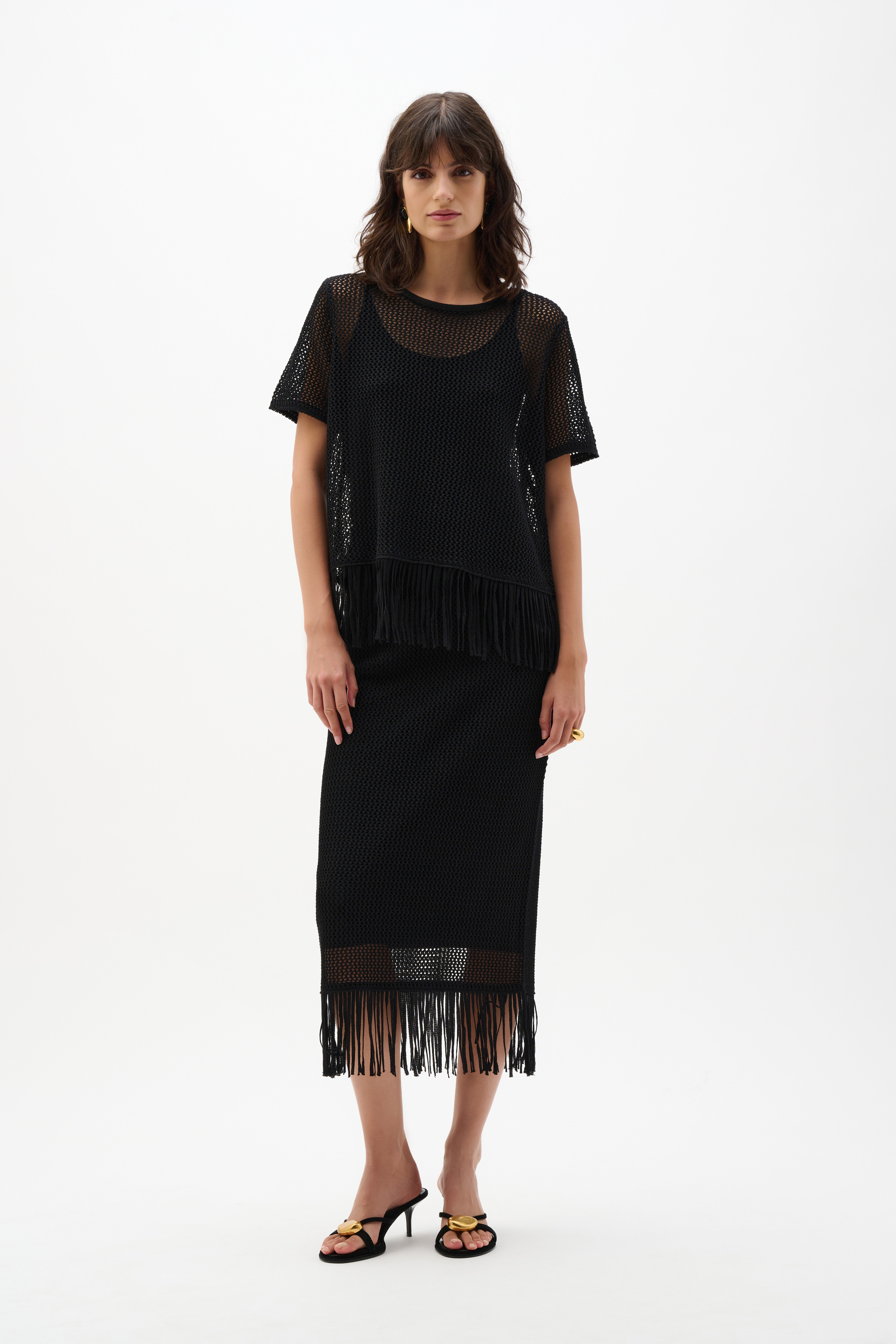 Ensemble haut et jupe tricot à franges – JOSEPH RIBKOFF - 262928-262929 - Joseph Ribkoff