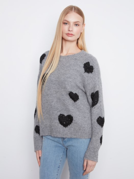 Pull brodé coeur - CHARLIE B