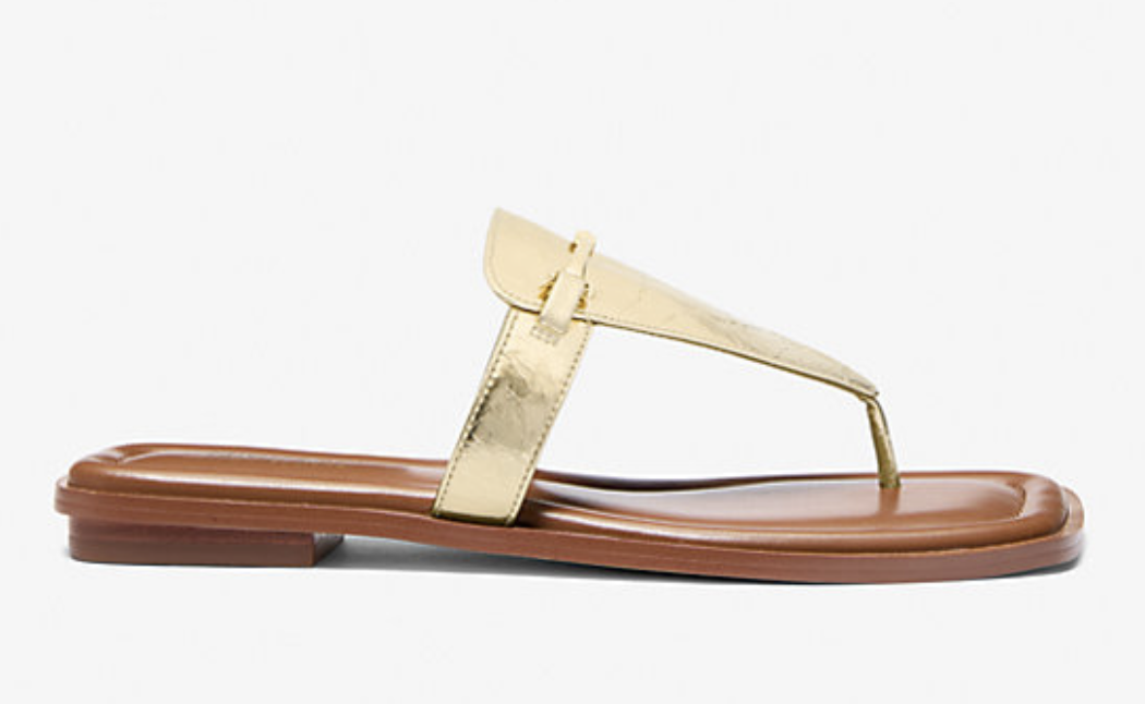 Sandales à lanières en T en cuir métallisé Lena - MICHAEL KORS