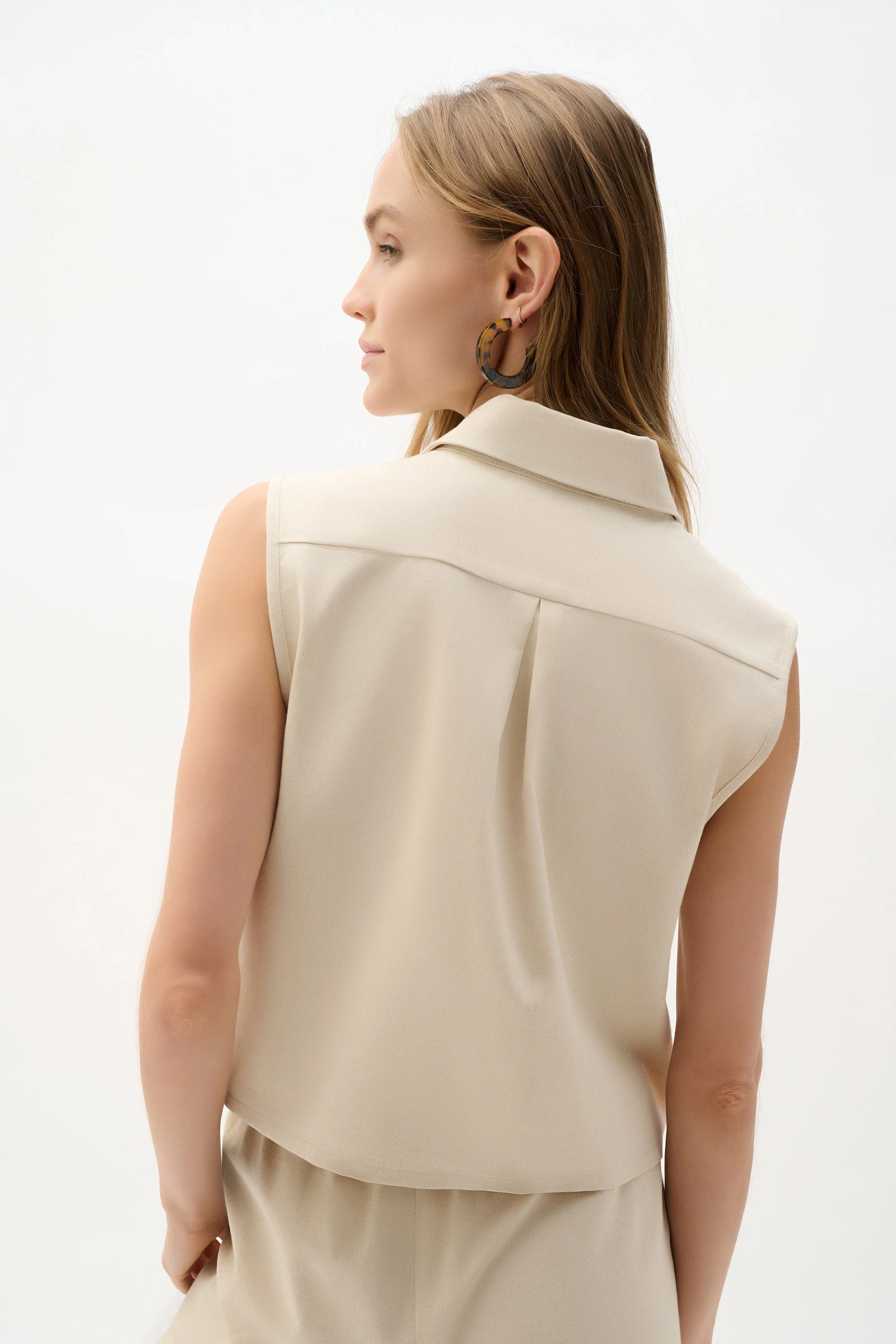 Ensemble haut sans manches et pantalon à enfiler en lin tissé – JOSEPH RIBKOFF