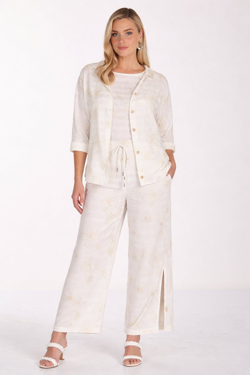 Ensemble 3 pièces floral avec pantalon fente côté – FRANK LYMAN - 266315-266316-266318 - Frank Lyman
