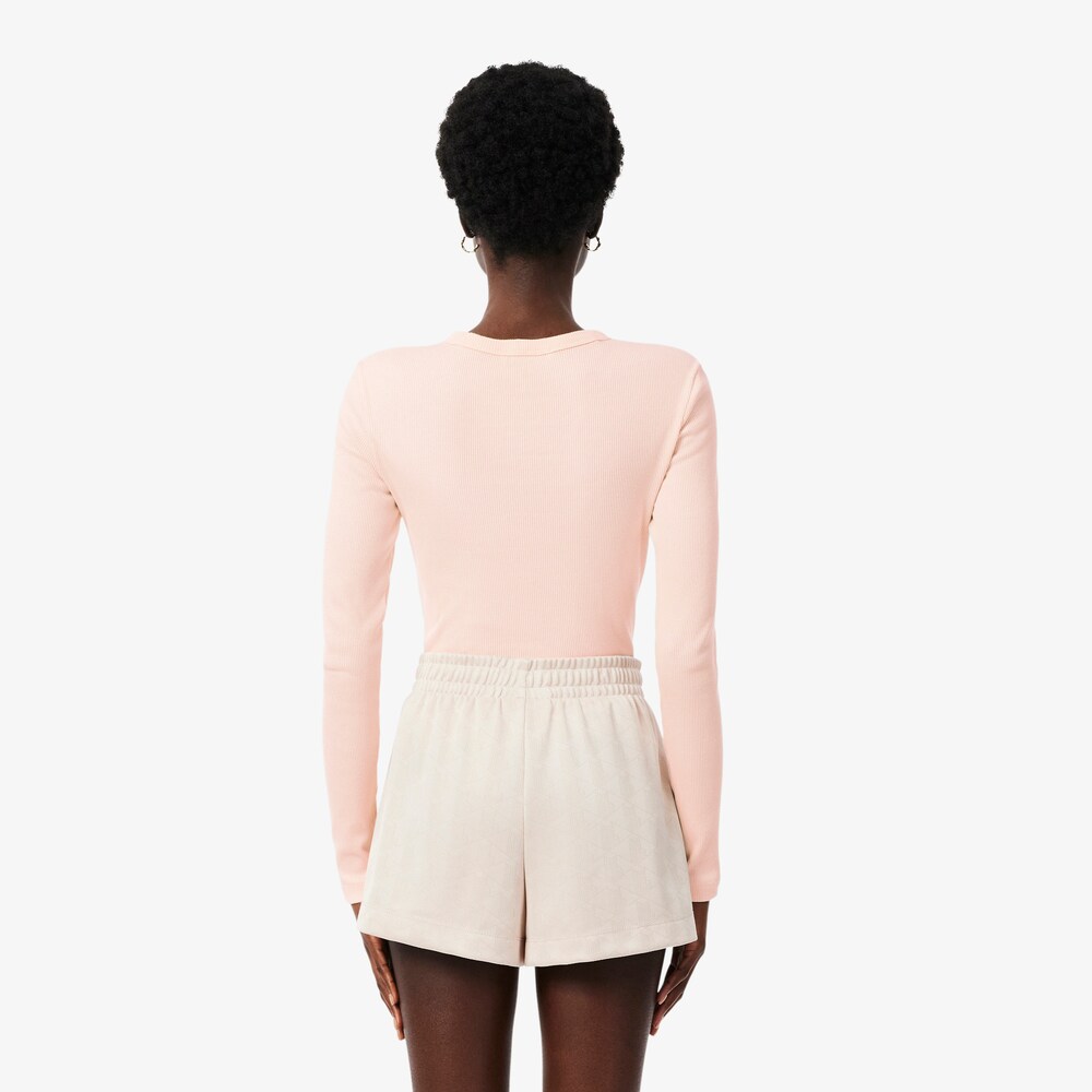 T-shirt slim fit coton côtelé - LACOSTE