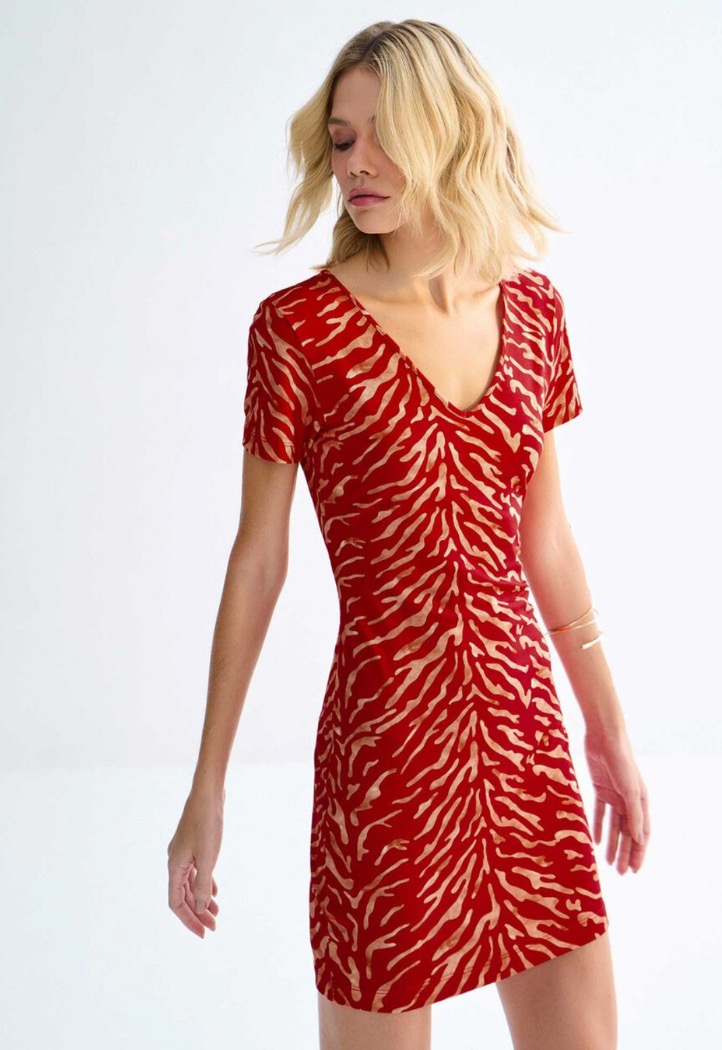Robe imprimée col v - LEZALEZ - 3141E - Lez a Lez