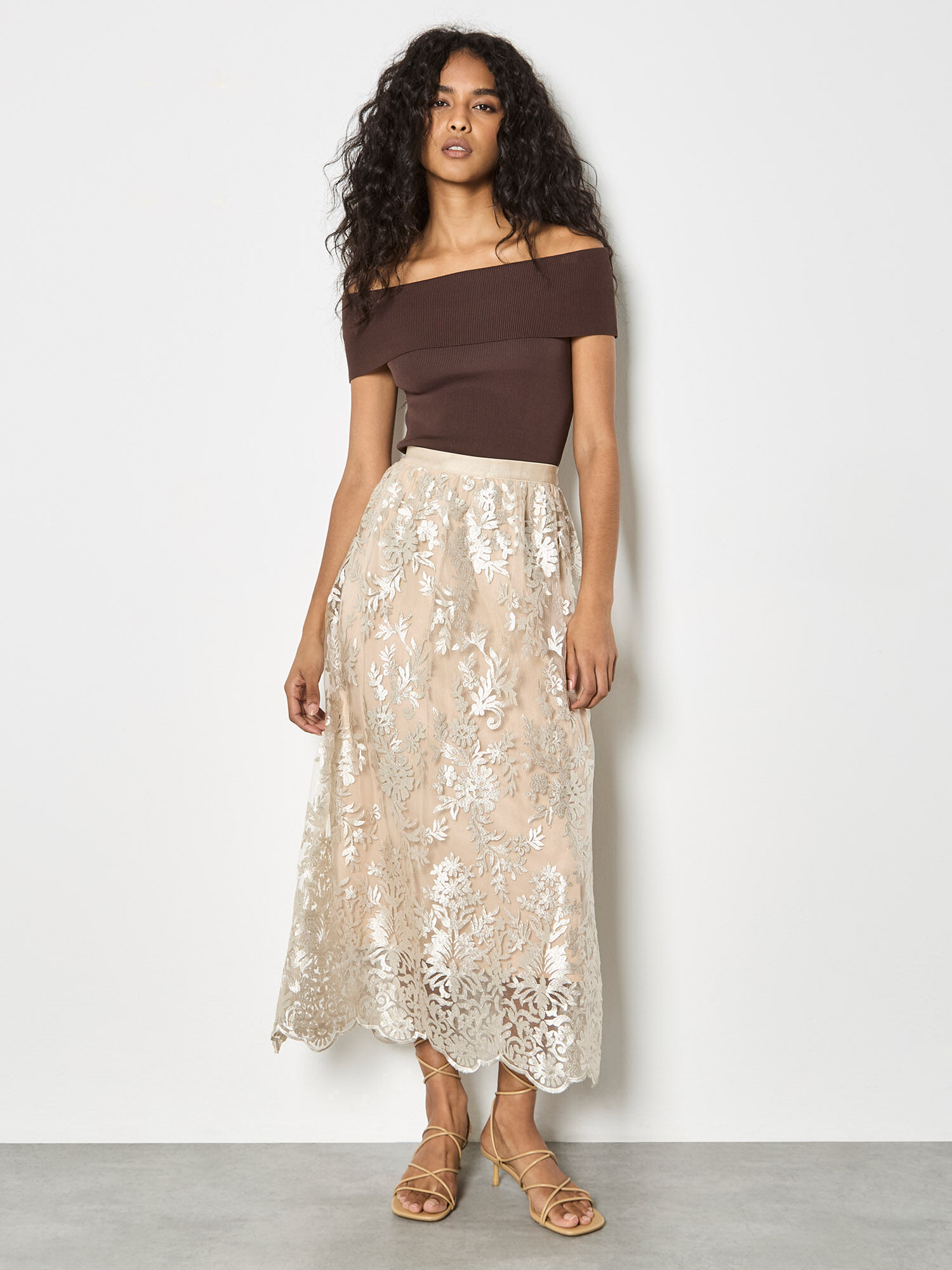 Jupe en maille transparente – APRICOT