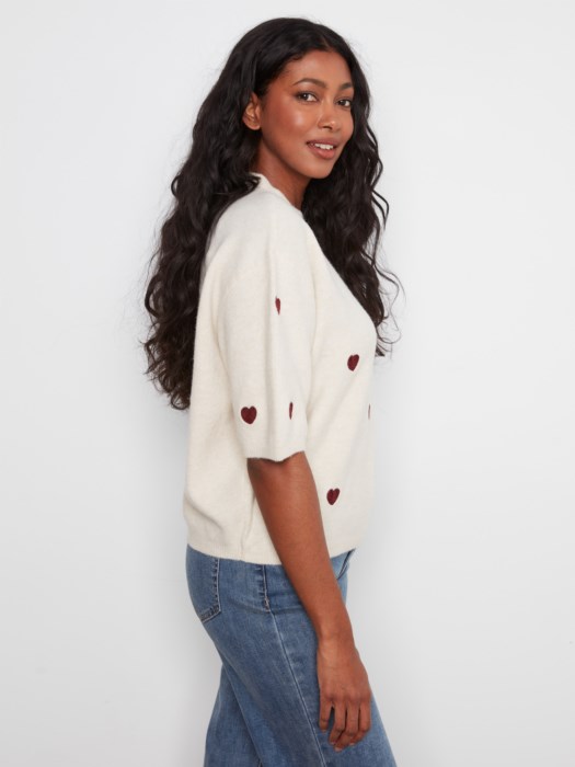 Pull broderies coeur - CHARLIE B