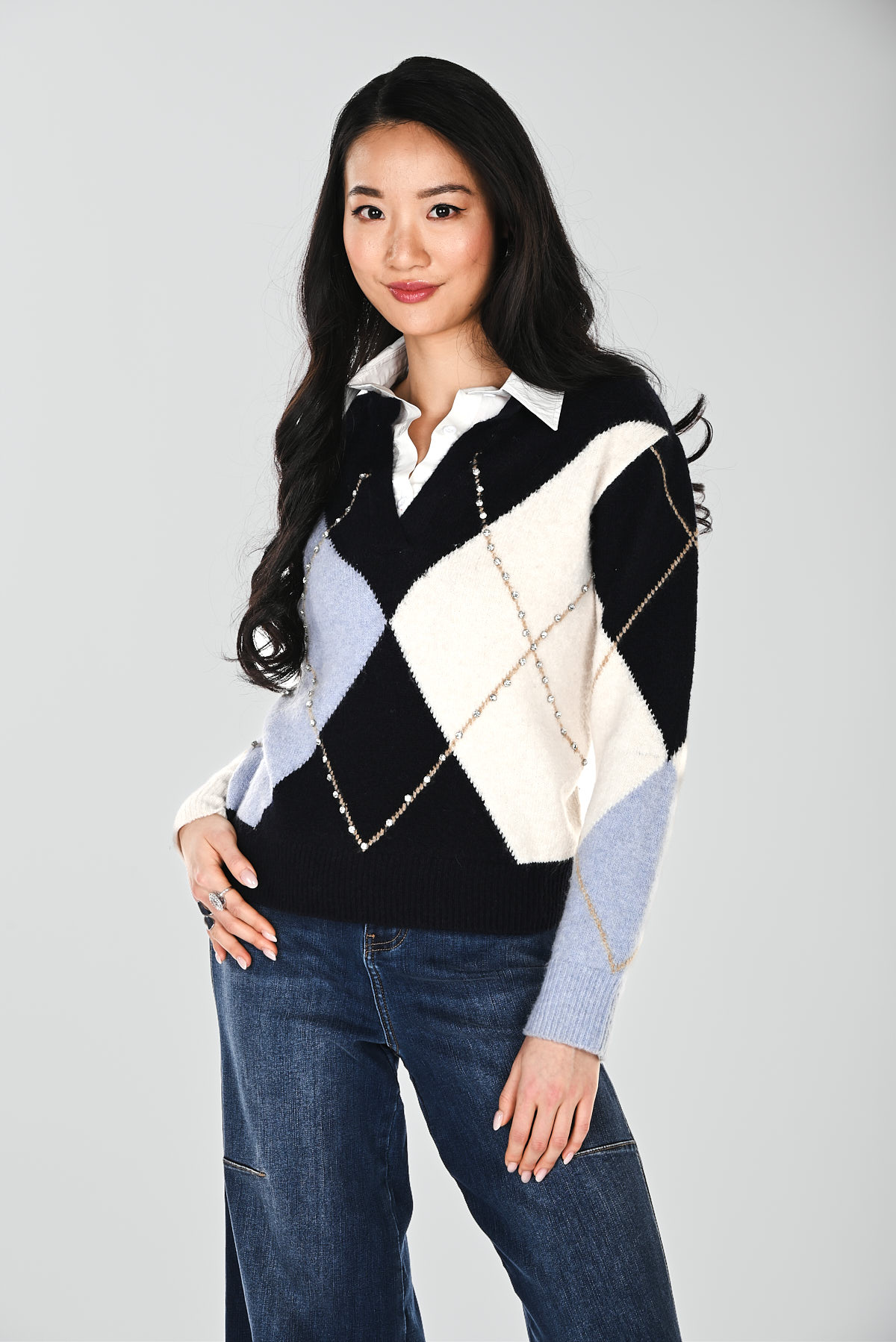 Chandail col V en tricot – FRANK LYMAN - 264853 - Frank Lyman