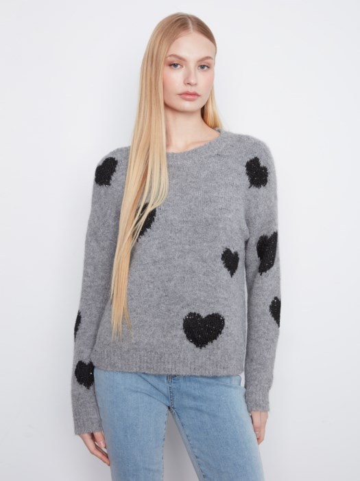 Pull brodé coeur - CHARLIE B - C2987 - Charlie B
