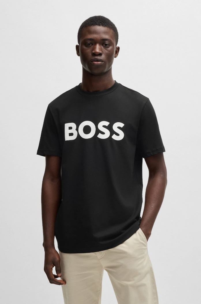 T-shirt en jersey de coton avec logo - HUGO BOSS - 50481923 - Hugo Boss
