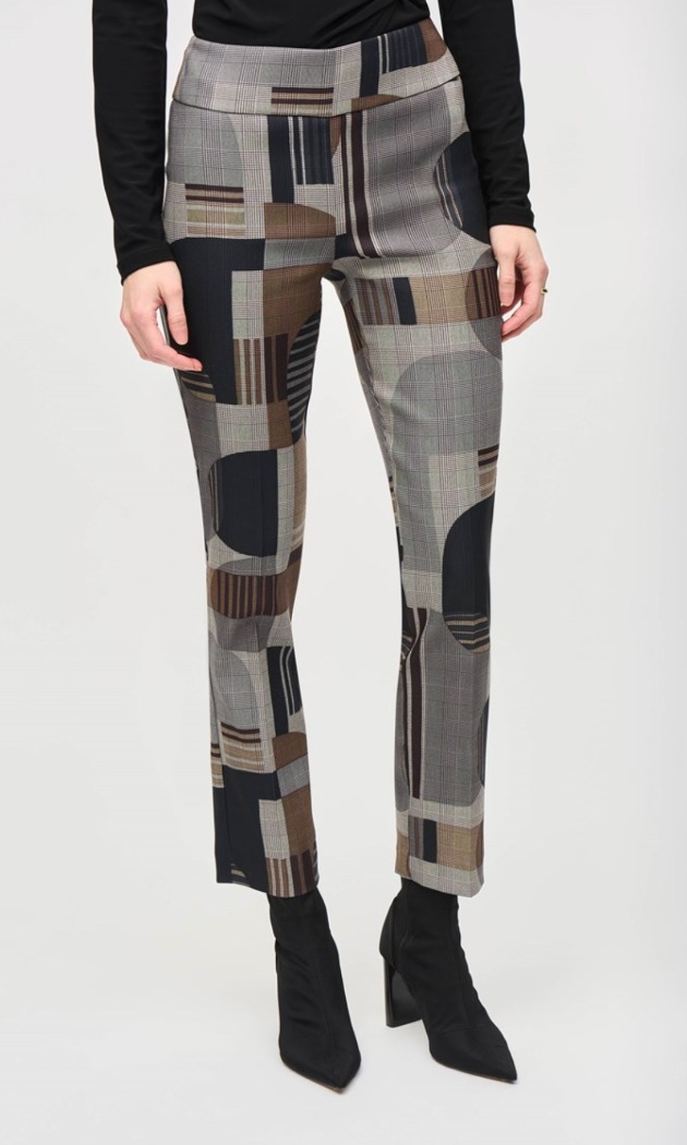 Pantalon droit à enfiler à imprimé abstrait Jacquard - JOSEPH RIBKOFF