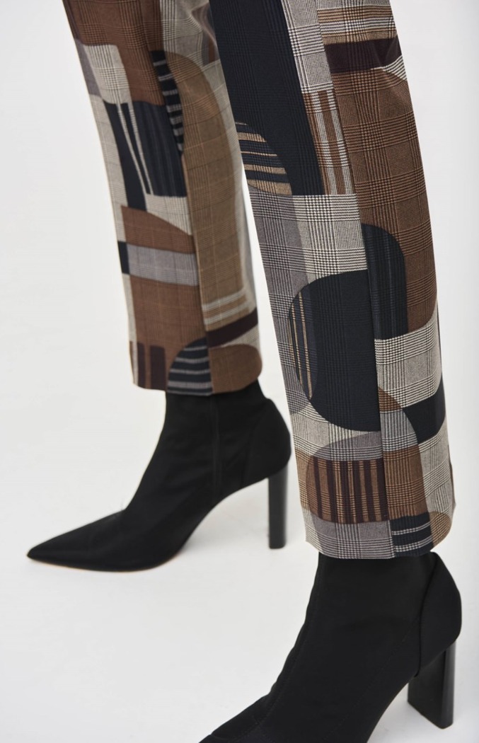 Pantalon droit à enfiler à imprimé abstrait Jacquard - JOSEPH RIBKOFF