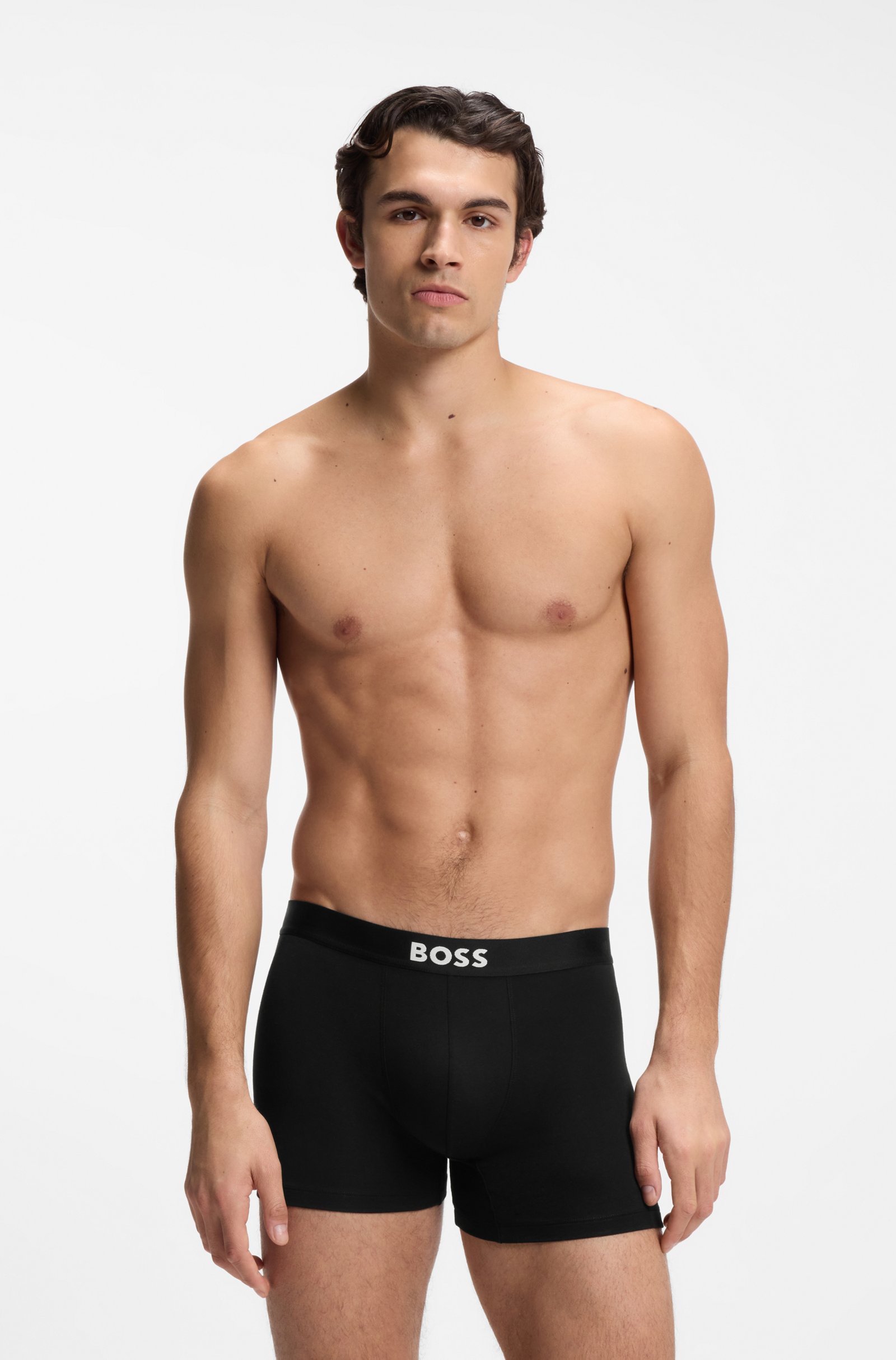 Ensemble de 3 boxers longs en coton stretch – HUGO BOSS