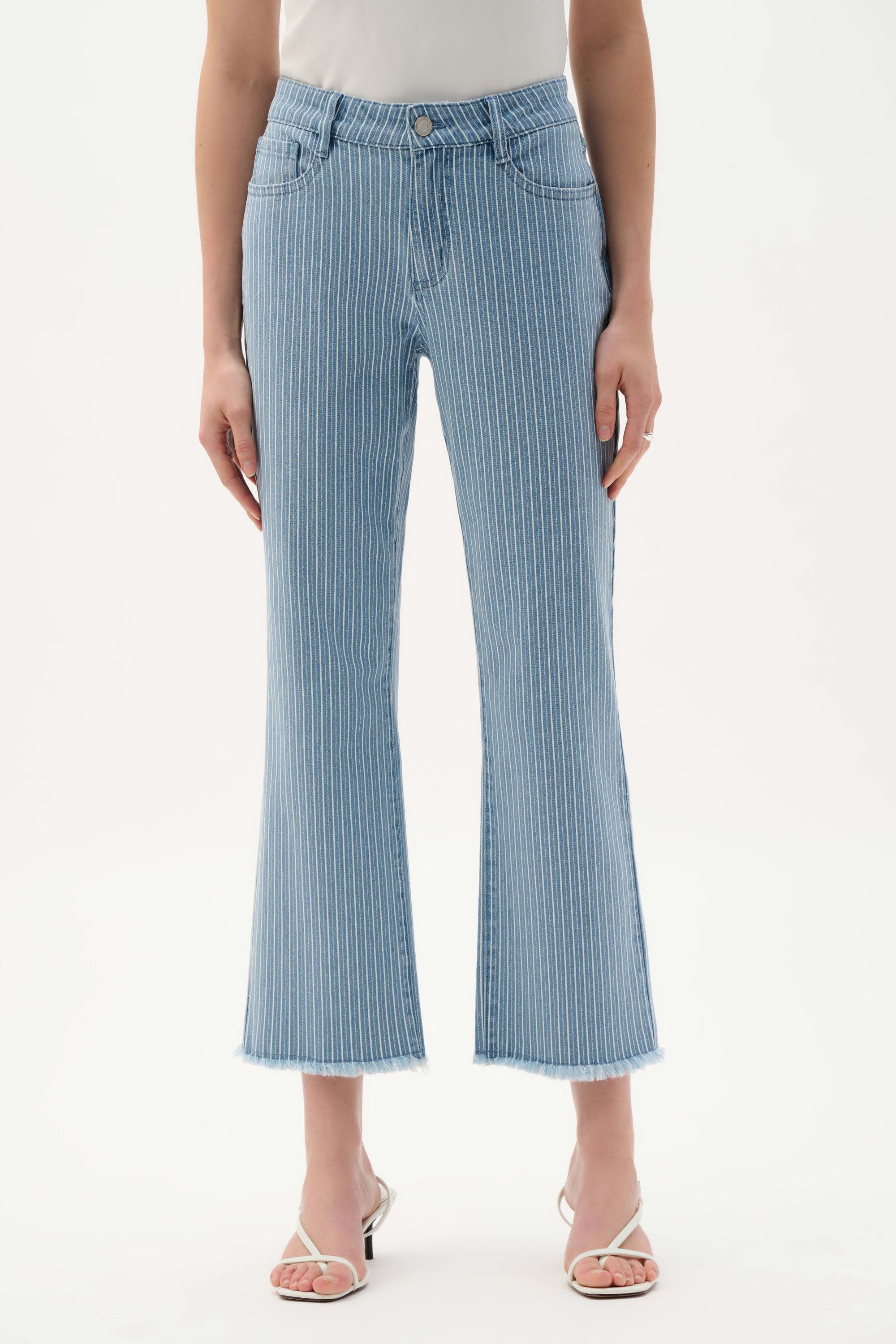 Jeans coupe droite coton rayé – JOSEPH RIBKOFF - 262934 - Joseph Ribkoff