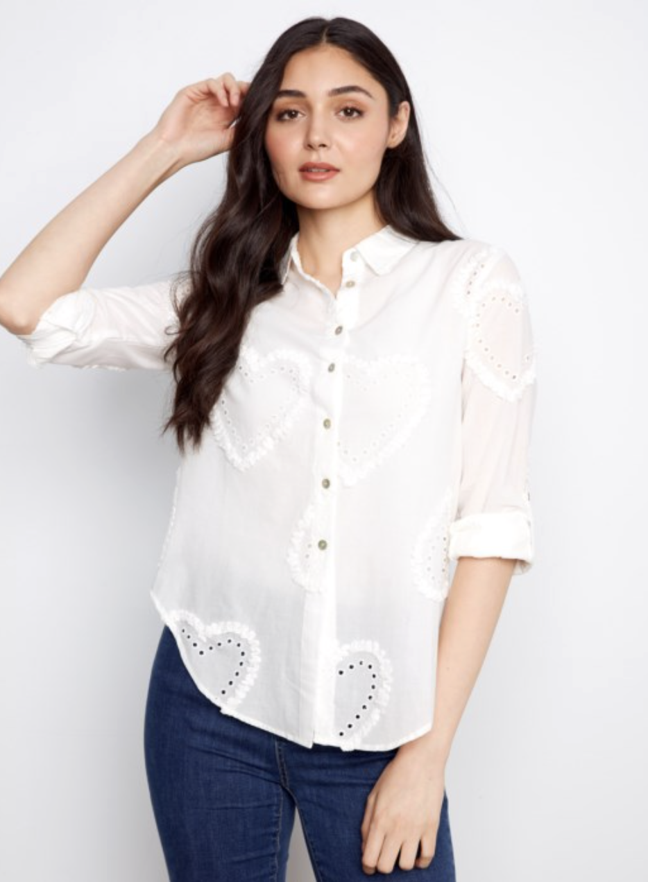 Blouse boutonnée en tissu texturé - CHARLIE B - C4652E - Charlie B