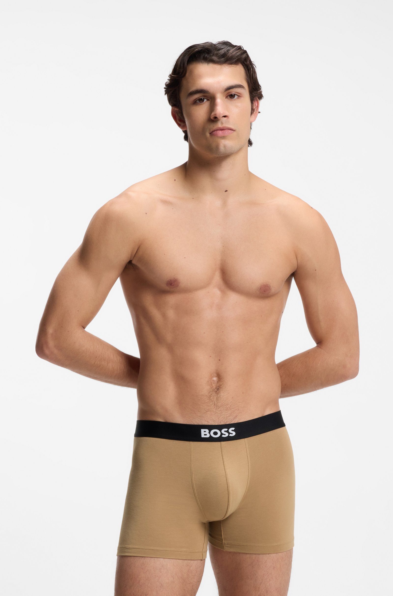 Ensemble de 3 boxers longs en coton stretch – HUGO BOSS