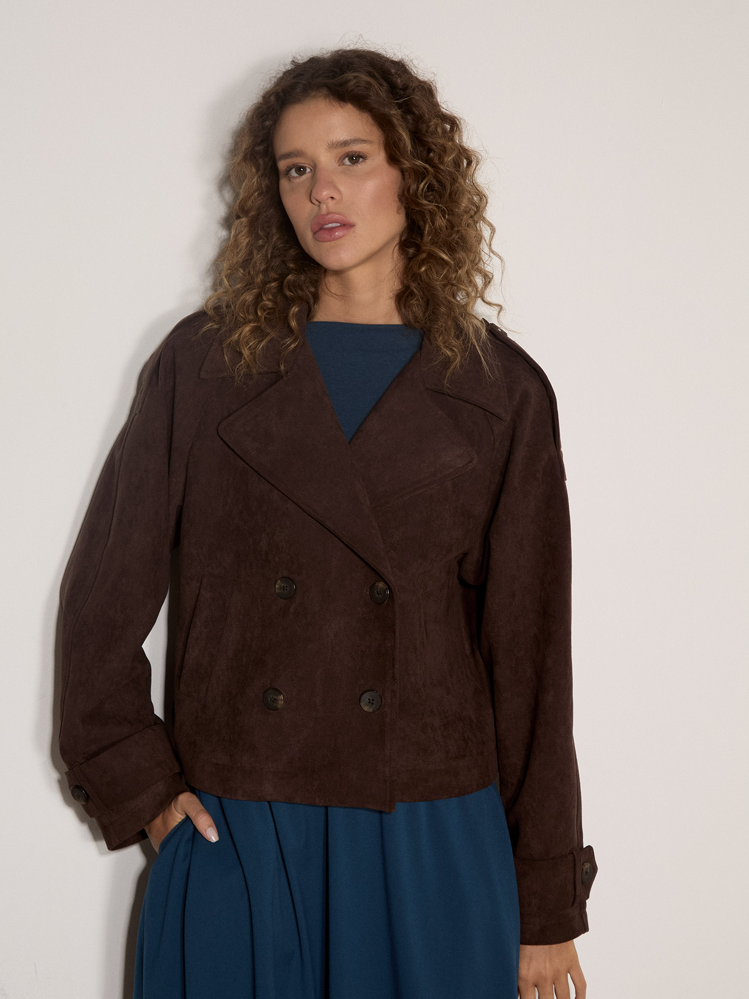 Trench court en suédine – APRICOT - X253067 - APRICOT